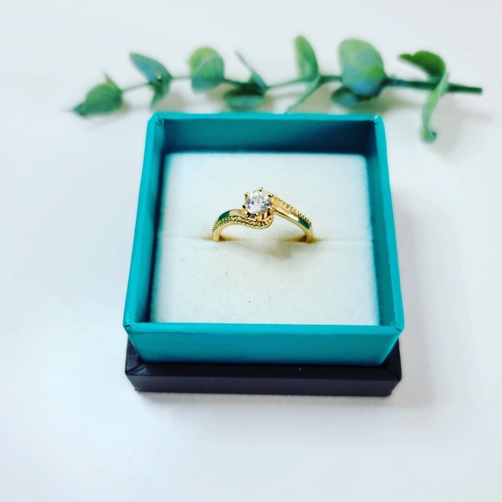 Beautiful Clear Zirconia gold plated ring/ size 7